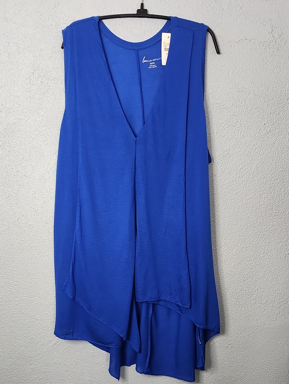 Lane Bryant Royal Blue Sleeveless Drape Front Top